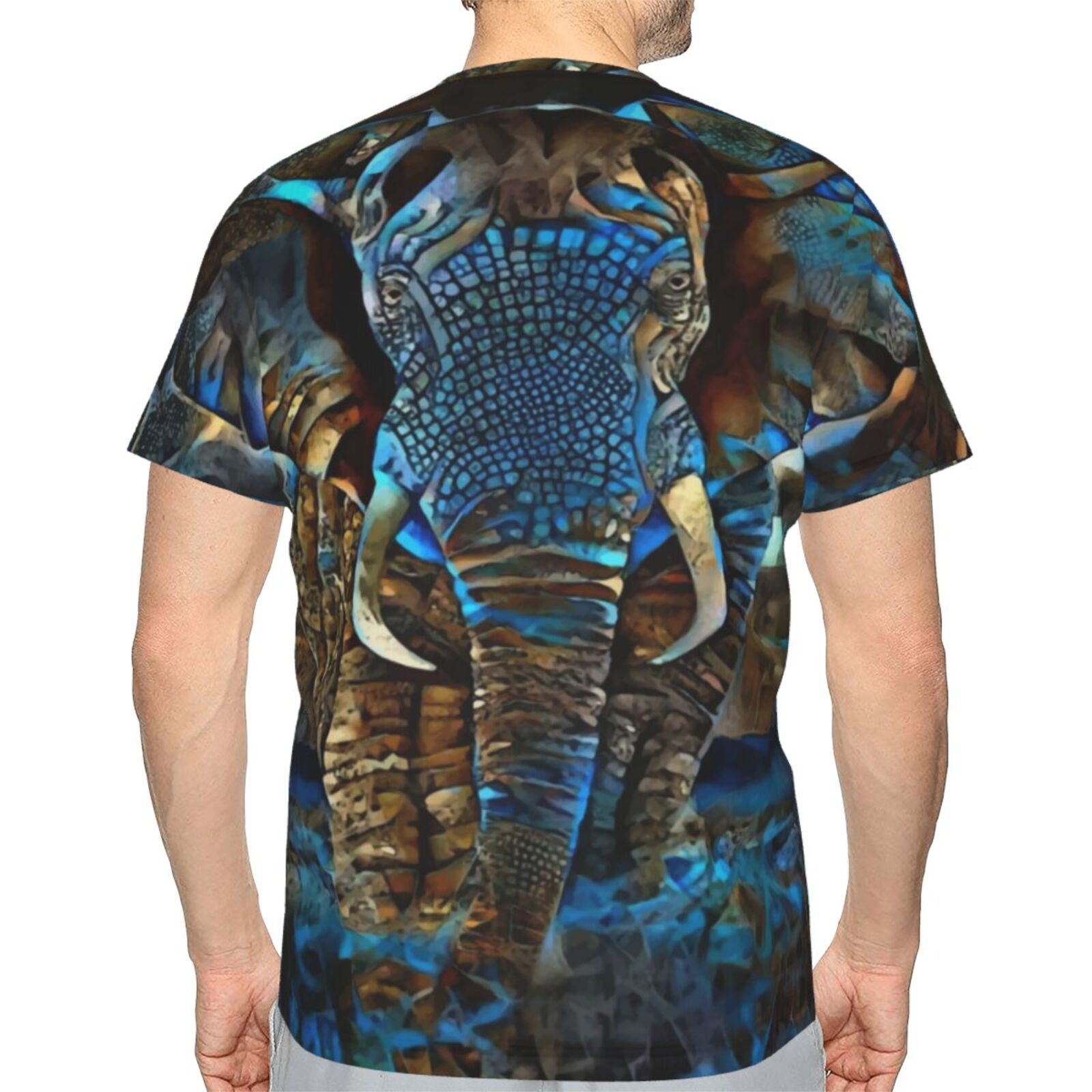 Коричневая синяя футболка со слоном Смешанные элементы мультимедиа Classic