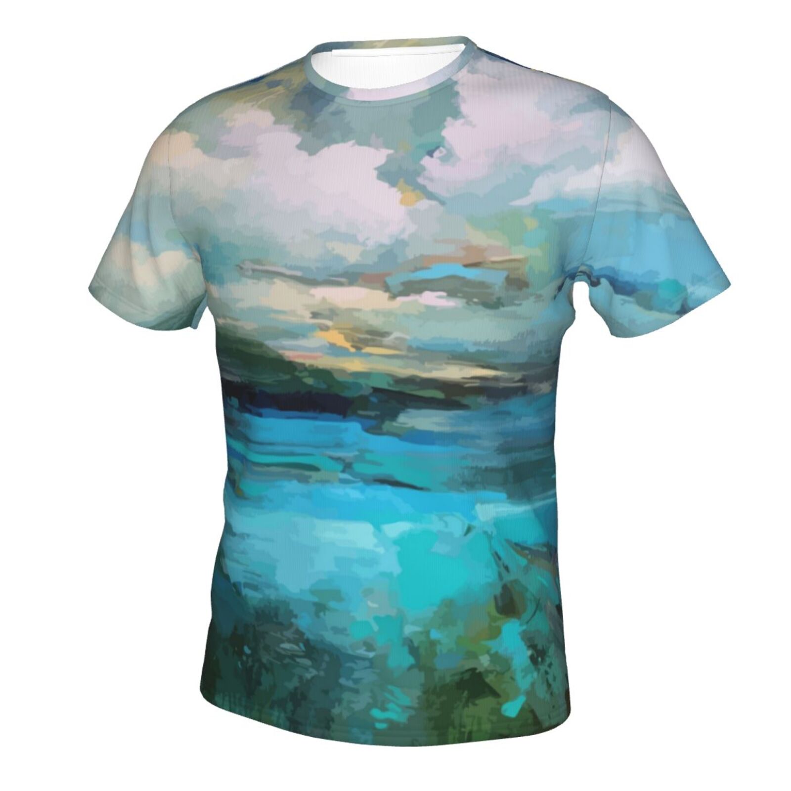 Классическая футболка Облака над озером Элементы рисования