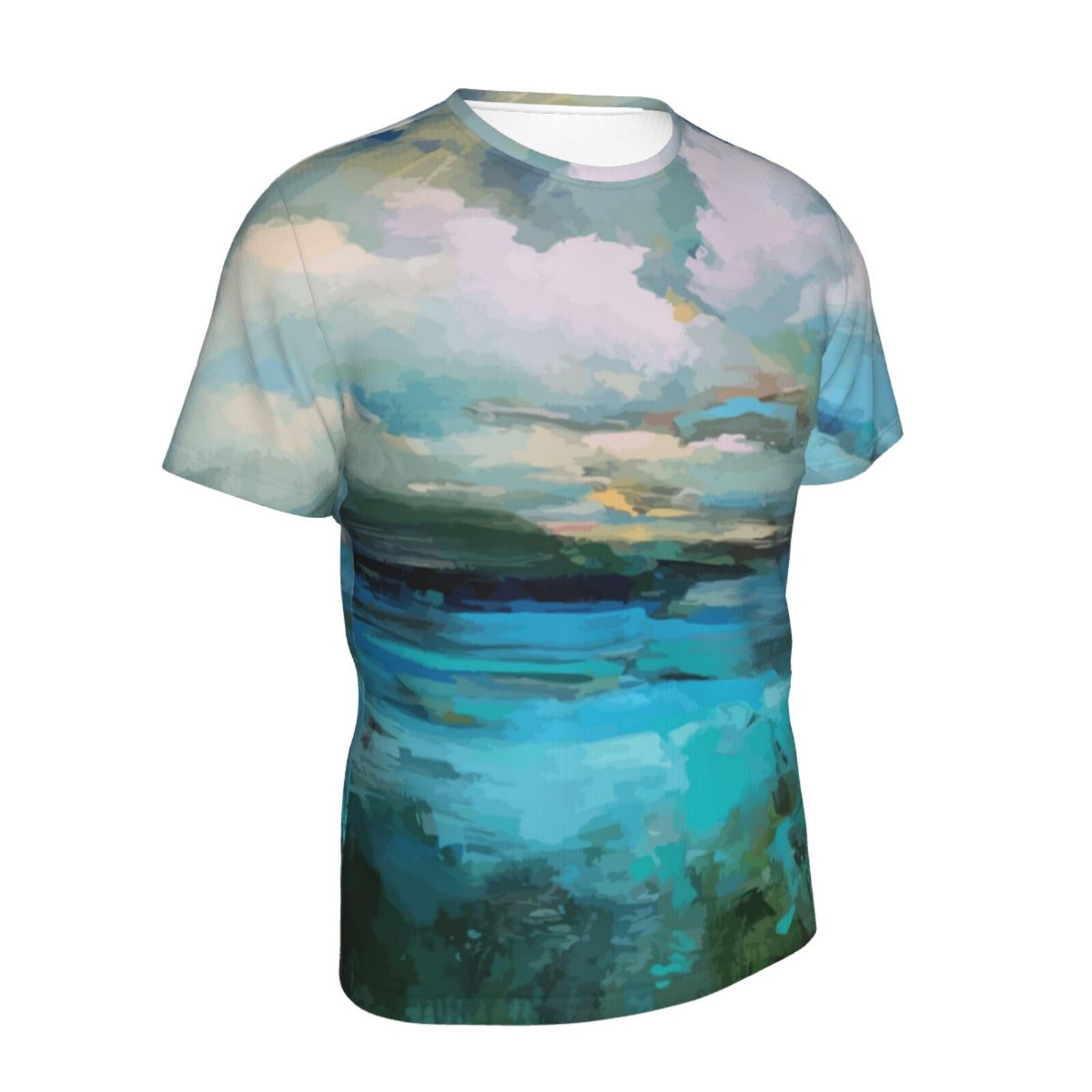 Классическая футболка Облака над озером Элементы рисования