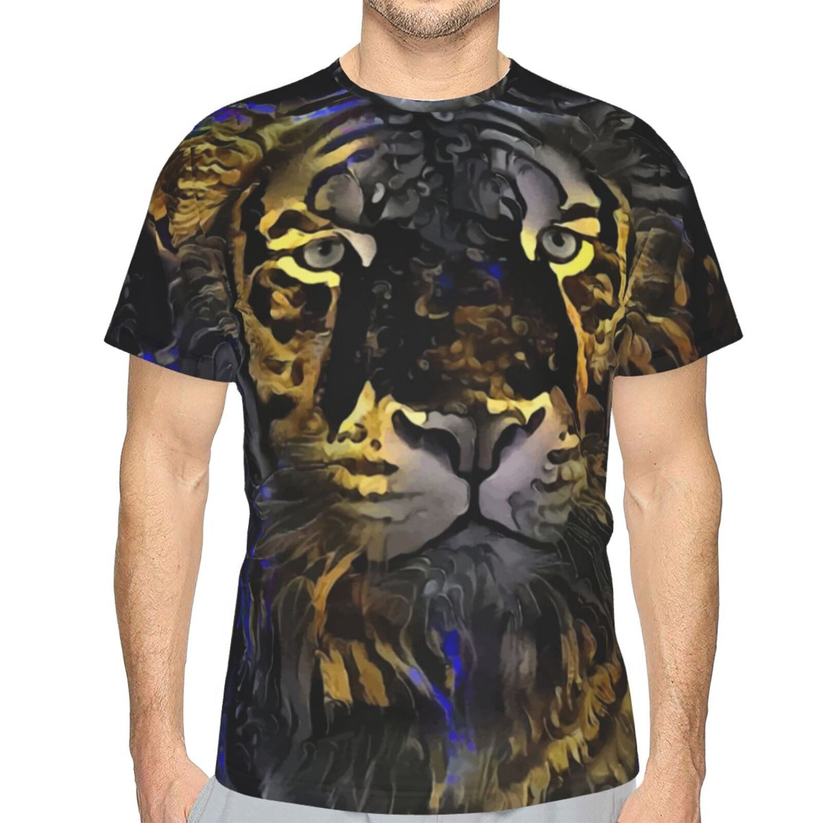 Классическая футболка Тигровая луна 2021 Смешанные элементы мультимедиа
